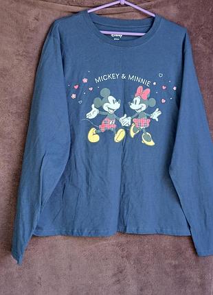 Лонглослив женский темно синий mickey minnie, 2xl,  eur 50-52