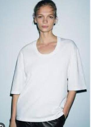 Zara футболка біла heavy cotton базова трендова