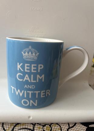 Керамічна кружка keep calm - keep calm and twitter on