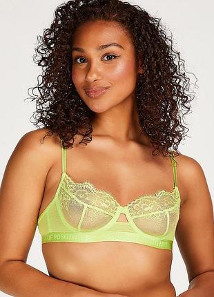 Салатовый кружевной бюстгальтер фирмы hunkemoller размер 36с 80с