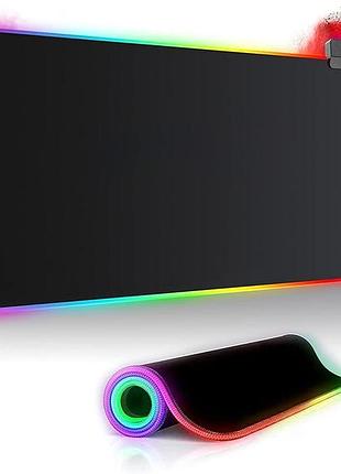 Rgb ігровий килимок для миші xxl 800×300 мм з led підсвіткою (14 режимів)