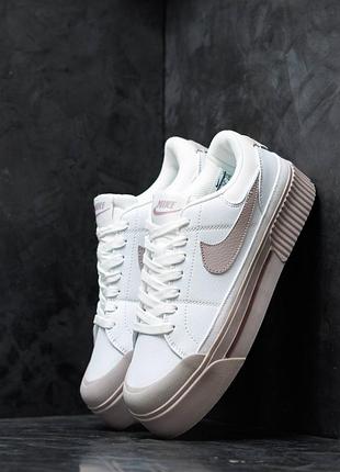 Кожаные кроссовки nike court legacy white smokey movue