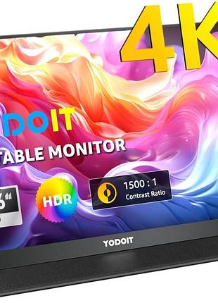 Портативний монітор yodoit 15.6" 4k uhd ips (3840x2160), type-c, mini hdmi, hdr, smart cover для macbook, pc, ps5/xbox