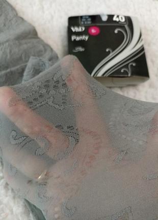 Новые немецкие колготки с рисунком размер л ,серые ,40 ден ,верх два шва