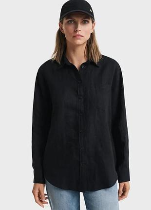 Чорна сорочка бренду zara з фактурної тканини