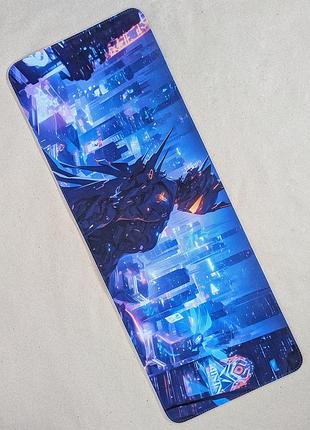 Игровая поверхность, коврик для мыши с led-подсветкой 80x30 см. киберпанк 10