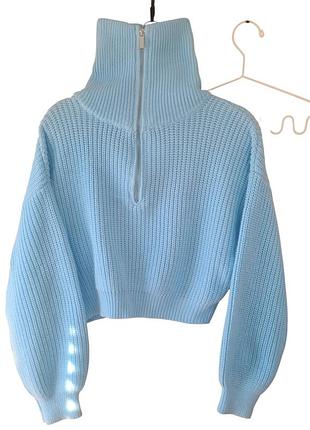 Распродажа на все!! голубой свитер с высоким горлом l-xl