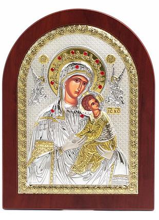 Страсна (неустанної допомоги) ікона божої матері 15x21см аркової форми на дереві