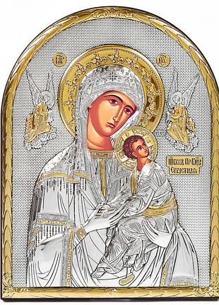Страсна (неустанної допомоги) ікона божої матері 8,3х10,4см аркової форми без рамки на дереві