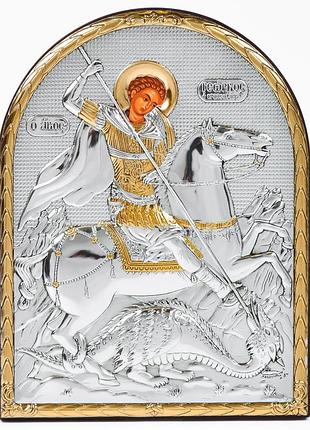 Георгий победоносец икона 12х15,2см арочной формы без рамки на дереве