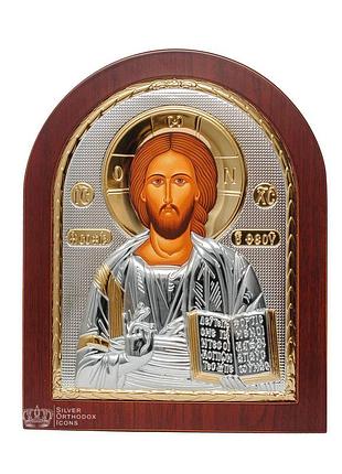 Серебряная икона спасителя иисус арочной формы 20х25см 8,1х9,7