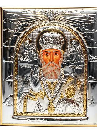 Икона николай чудотворец 22,8х26,5см прямоугольной формы на дереве без рамки