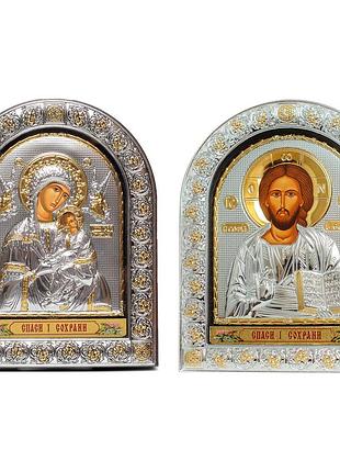Венчальная пара икон иисуса христа и страстная божья матерь 15,5x12см иконы на свадьбу epz3-001-8ag-br/p