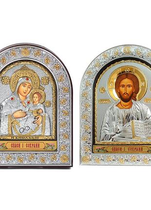 Венчальная пара икон иисуса христа и вифлеемская божья матерь 15,5x12см иконы на свадьбу epz3-001-21ag-br/p