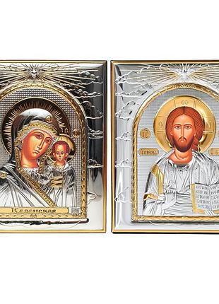 Венчальная пара икон иисуса христа и казанская божья матерь 11,3х13см иконы на свадьбу ep443-001-4xg/p