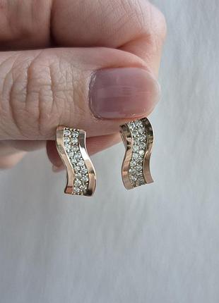 Серьги серебряные с пластинами золота