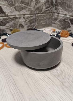 Шкатулка графитовая большая глянцевая из гипса ручной работы