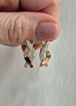 Серьги серебряные с пластинами золота