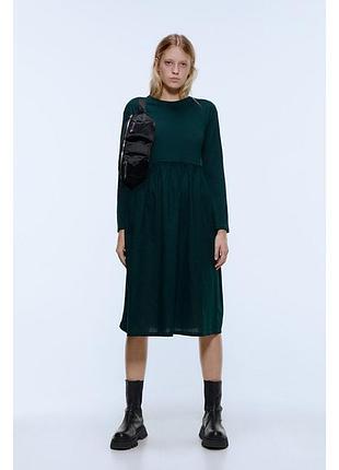 Зеленое платье zara s m платье миди