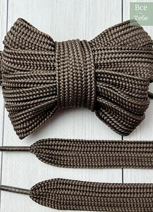 Шнурки широкие плоские, коричневые для кроссовок, кед, толстовок