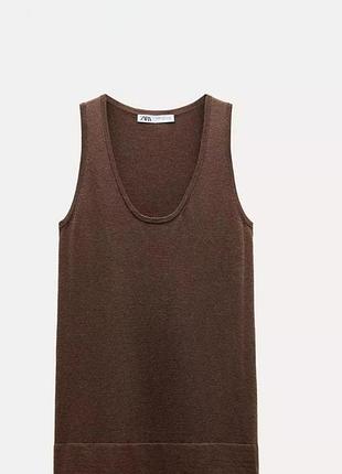 Трикотажный удлиненный топ без рукавов от zara