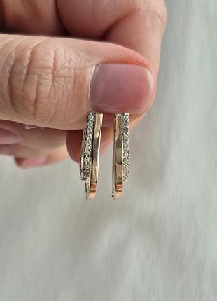 Серьги серебряные с пластинами золота