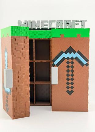 🟩 minecraft стенд для фигурок большой | полочка для kinder | майнкрафт 2