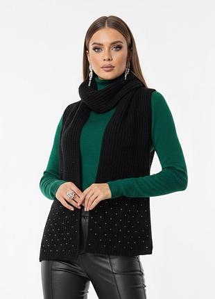 Вязаный шарф tezenis с жемчугом, one size
