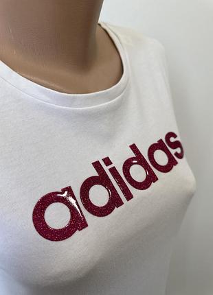 Футболка adidas женская спортивная белая удлиненная