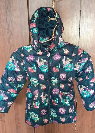 Куртка детская, с капюшоном, марка "out wear lindex", синего цвета с рисунком