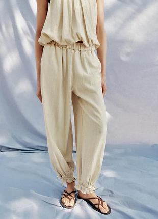 Штани жіночі бежеві на гумці zara new