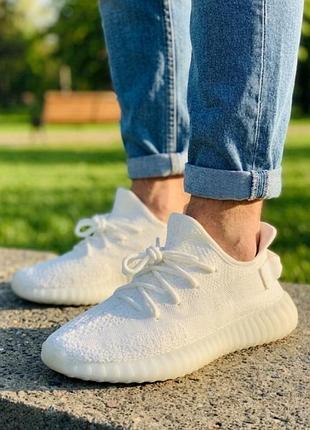 Мужские летние кроссовки adidas yeezy boost 350/белые летние текстильные кроссовки адидас