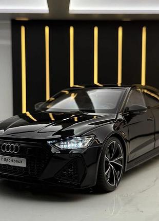 Audi rs7 1:24 черная металлическая модель авто с подсветкой открывающиеся двери pull back
