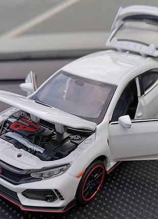 Модель автомобіля honda civic type r 1:32 біла | металевий jdm хот-хетч з відкривними елементами