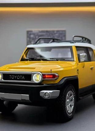 Модель авто toyota fj cruiser 1:24 жовтий металевий позашляховик відкривні двері світло звук інерційна машинка