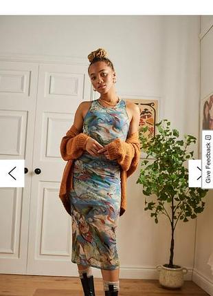 Облегающие платье сетка urban outfitters с биркой размер м с открытой спиной