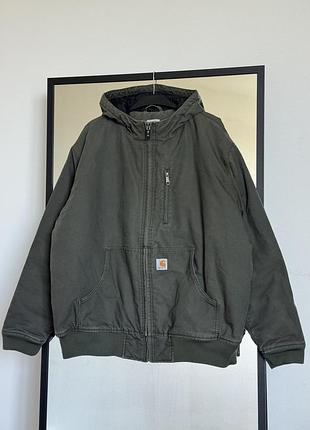 Чоловіча куртка бомбер з капюшоном carhartt active jacket quick duck розмір xl