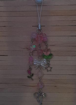 Розовый брелок с розовым тюльпаном🌷