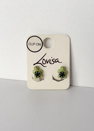 Lovisa серьги клипсы черепашки зеленые детские