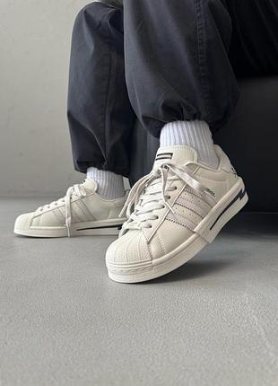 Мужские кроссовки adidas superstar x neighborhood white/black демисезон весна-осень
