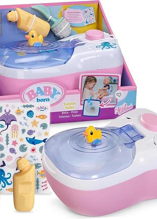 Іграшковий туалет для ляльок baby born — зі звуком та аксесуарами, рожевий, для ляльок 36–43 см