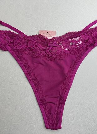 Трусики стрінги біфлекс з мереживом hunkemoller - малинові, pp xl