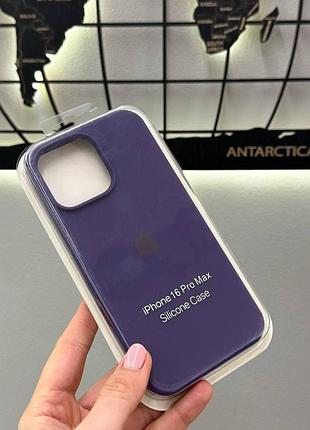 Чехол silicone case с микрофиброй для iphone 16 pro max, чехол-бампер для айфон 16 про макс (фиолетовый)