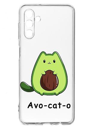 Прозрачный чехол на samsung galaxy a54 5g / a546 :: котик авокадо (принт 306)