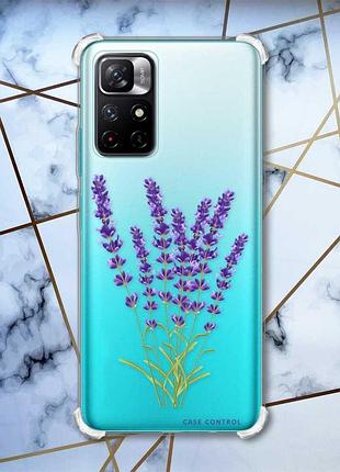 Чохол з потовщеними кутами на xiaomi redmi note 11 4g лаванда (принт 28)