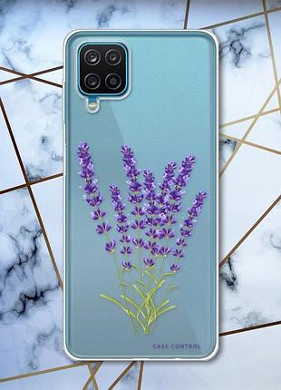 Прозорий чохол на samsung a12 4g рельєфний дизайн лаванда принт 28
