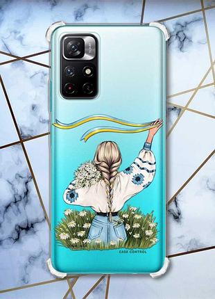 Чехол с утолщёнными углами для xiaomi redmi note 11 4g :: девушка с лентой (принт 17)