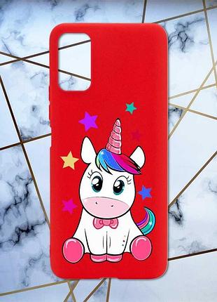 Матовый чехол с красными боками на xiaomi redmi note 11 4g :: единорог (принт 102)