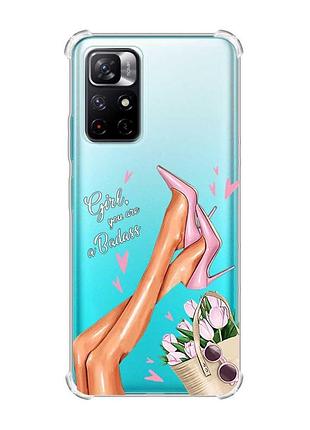 Чохол з потовщеними кутами на xiaomi redmi note 11 4g ніжки (принт 62)