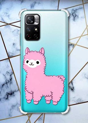 Чохол з потовщеними кутами на xiaomi redmi note 11 4g :: лама рожева (принт 100)